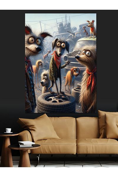 Tablomega Pânză decorativă Cute Stray Dogs - Pictură din lemn MDF