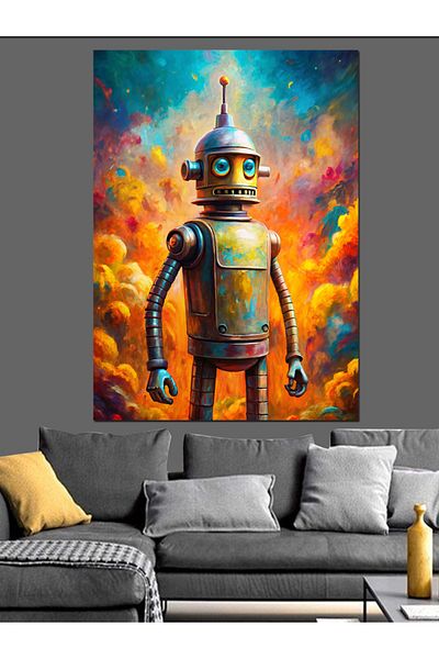 Tablomega Pânză decorativă robot drăguț - MDF Lemn