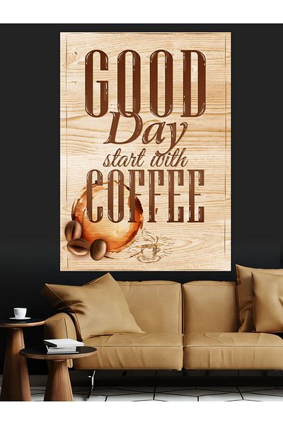 Tablomega O zi frumoasă începe cu cafea Pânză decorativă - Lemn MDF