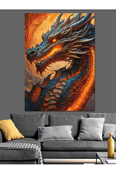 Tablomega Pânză decorativă Dragon - Lemn MDF
