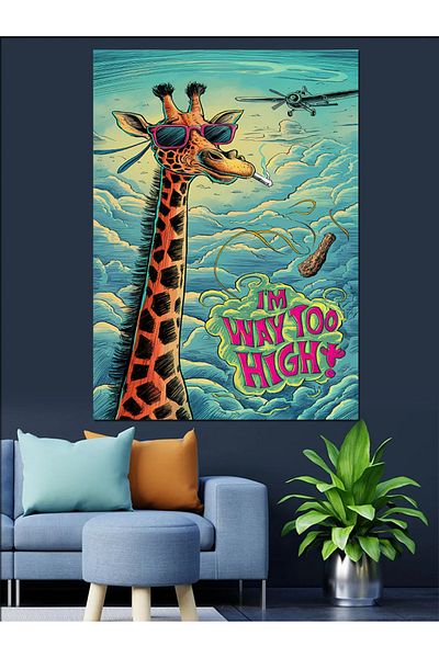 Tablomega My Head Is So High Girafe Canvas Decorativă - Lemn MDF