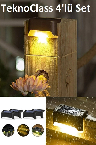 Canderel 4 Adet Köşebent Merdiven Solar Güneş Enerjili Led Lamba Dekor Bahçe ...