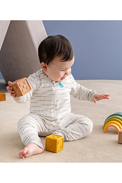 Love to Dream , Salopeta din bumbac cu fermoar, 0-3 luni, Dreamer White