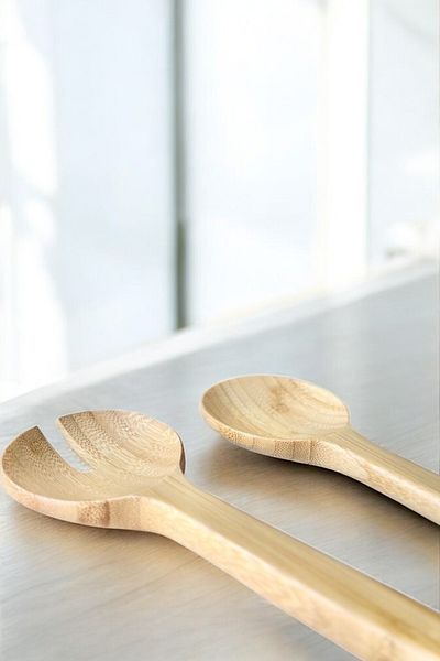 Mirilliahome Set of 2 Bamboo Salad Serving Spoons – Natural Wooden Salad Spoon