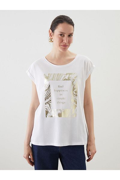 LC Waikiki Tricou de damă cu imprimeu cu decolteu rotund de sezon nou - S5LK38Z8