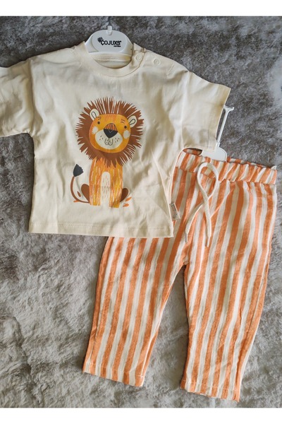 çojuxs Çojuxs Baby Boy Suit with Lion Patterned Striped Pants 6-9/9-12/12-18/18-24 Months