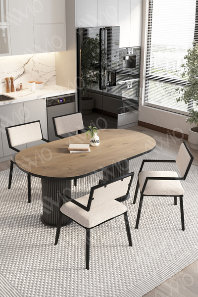 AVVİO NATURA 80x140 Yemek Masası Mutfak Masası 4 Kişilik Masa Sandalye Takımı