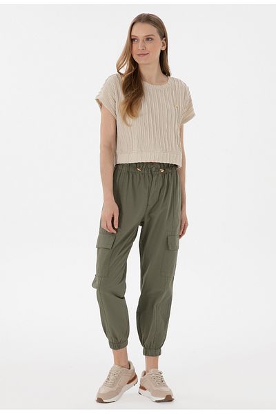U.S. Polo Assn. U.S. Polo Assn. Women's Dark Khaki Canvas Trousers Dmk. 2107002 .Chan