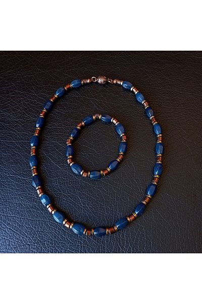 Asteria Elite Jasper Hematite Evil Eye Protection and Balance Necklace Bracelet Set