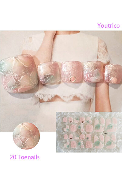 Youtrico ملصقات طلاء أظافر لامعة بـ 20 إصبعًا ذاتية اللصق DIY