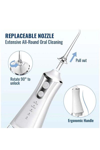 COOYA Portable Water Dental Flosser, For Teeth Cleaning With 4 Modes Scalable Water Resistance, 300ML