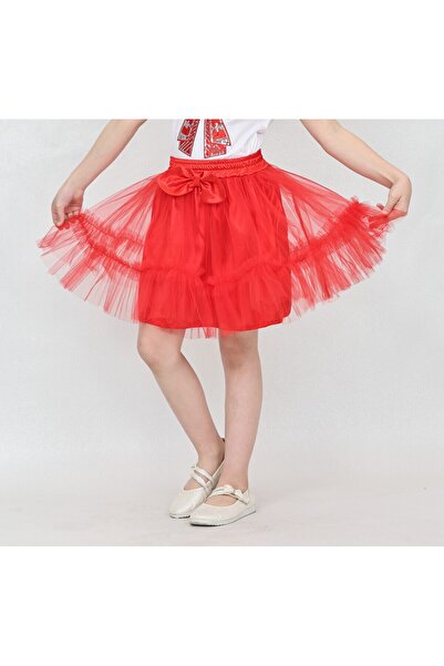 Çello mello Kız Çocuk Fırfır Detaylı Fiyonklu Tül Tütü Etek 23 nisan 29 ekim 10 kasım gösteri