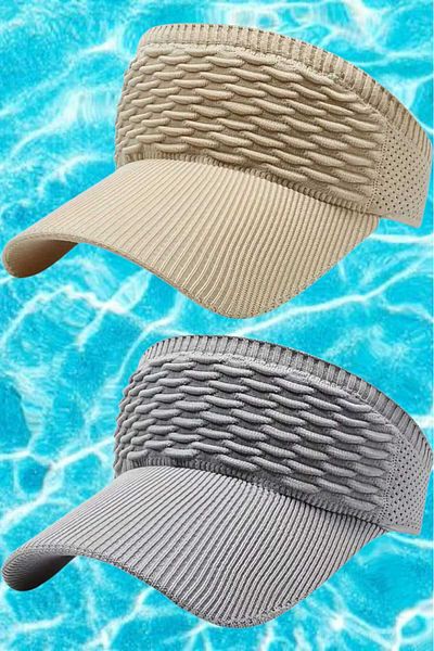 Mood Agenda Women's Knitted Textured Uv Protection Summer Visor Hat Set of 2