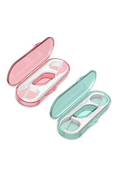 COOYA Dental Floss Sticks ,Portable Carrying Case for Home Use, Pink and Green (100 picks)