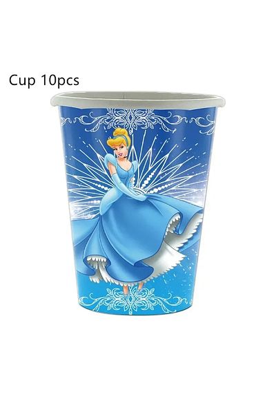 Choice Cup 10pcs MINISO  Cinderella Theme Birthday Party Disposable Tableware Cup Plate Tablecloth Balloon