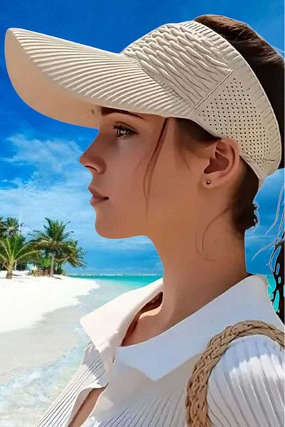 Uniquetrenders Women's Knitted Textured Uv Protection Summer Visor Hat