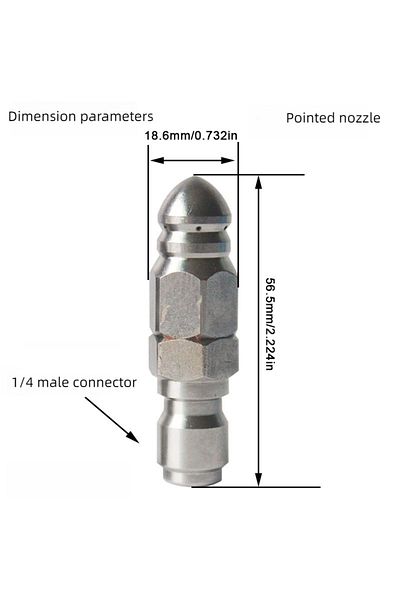 Choice Silver Sewer Pipe Unclog Stainless Steel High Pressure Nozzle 1/4 plug 1 front 6 back Water Rat Head