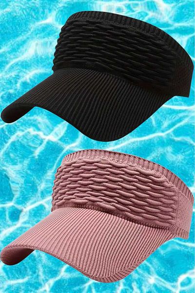 Mood Agenda Women's Knitted Textured Uv Protection Summer Visor Hat Set of 2