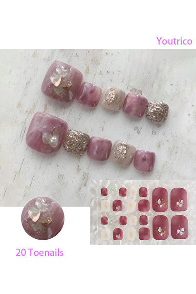 Youtrico ملصقات طلاء أظافر لامعة بـ 20 إصبعًا ذاتية اللصق DIY