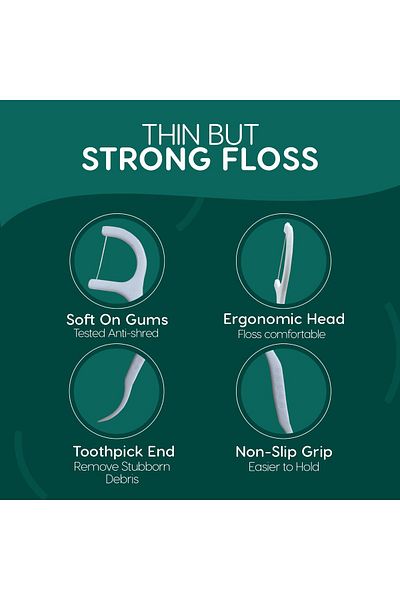 COOYA Unflavored Floss Picks, 50 Count Travel Tooth Picks Flossers, Floss Sticks for teeth, White