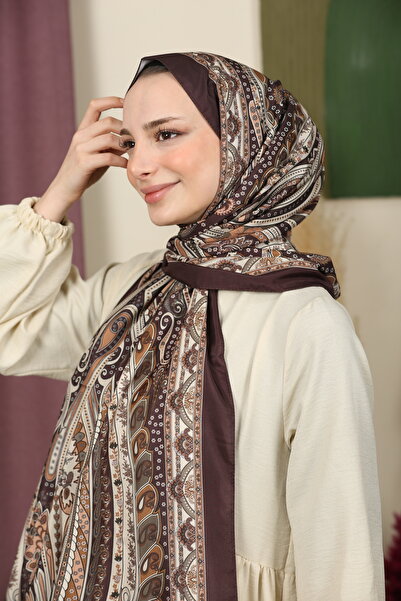 aldyoo Ρετρό έθνικ μοτίβο βαμβακερό σάλι βισκόζης Bitter Brown