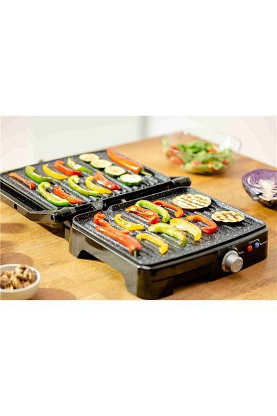 Zelmer Grill electric Zelmer, ZPR2000, 2200W, 5 nivele de putere, deschidere 180º, negru/gri