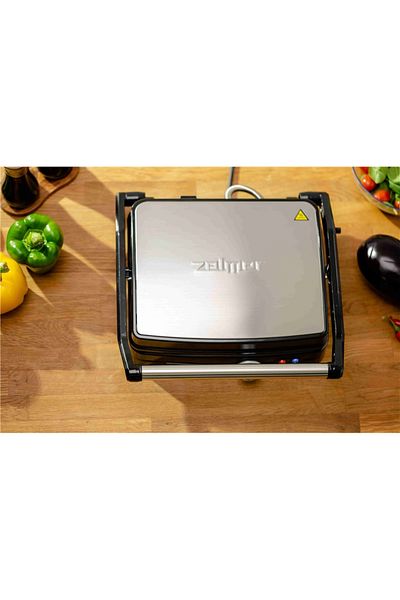 Zelmer Grill electric Zelmer, ZPR2000, 2200W, 5 nivele de putere, deschidere 180º, negru/gri