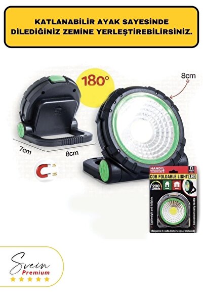Svein Taşınabilir Cep Boy Pilli Mıknatıslı Katlanır Ayaklı Kamp Bahçe Ev İçin Mini Cob Projektör Led Işık