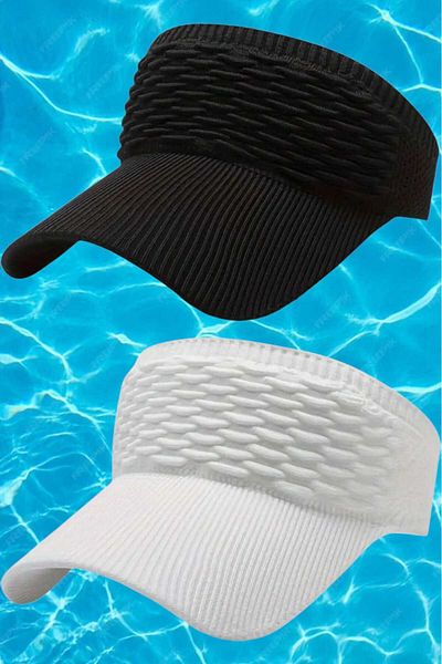 Uniquetrenders Women's Knitted Textured Uv Protection Summer Visor Hat Set of 2