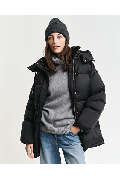 Gant Kadın Siyah Relaxed Fit Kapüşonlu Mont