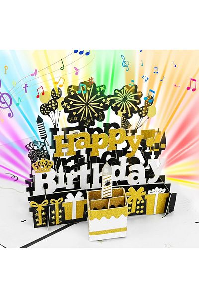PokeAir PokeAir birthday card, paper, black/gold, 20 x 15 cm
