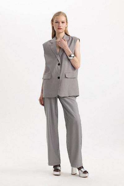 DeFacto High Waist Straight Fit Long Leg Trousers C4431ax24sm