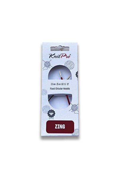 KnitPro ZING Asimetrik Sabit Misinalı Şiş - 25CM - 2,5 mm
