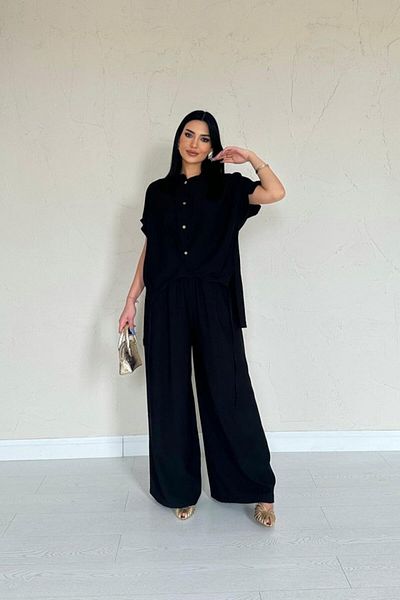 leyla sanat sanata yeni bir bakış açısı Leyla Sanat a New Perspective on Art Black Front Pleated Double Linen Suit