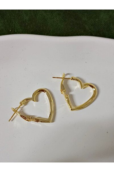 mos&more Gold Kalp Halka Küçük Kadın Küpe 2cm