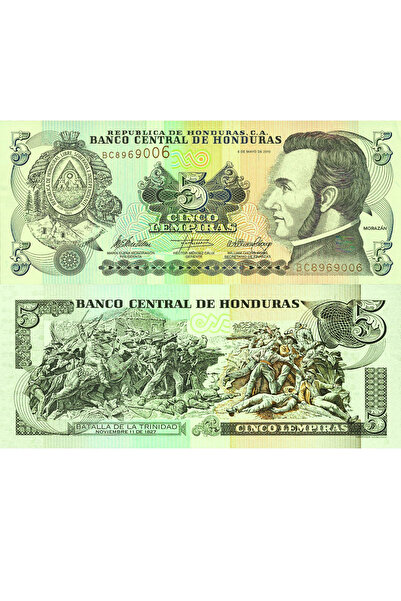 Maya HONDURAS 5 LEMPIRAS,ÇİL, ESKİ YABANCI KAĞIT PARA