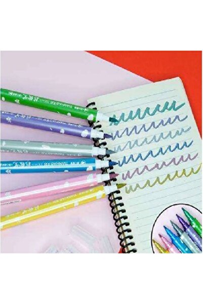 Art Tone مجموعة أقلام تحديد الألوان المعدنية مكونة من 6 قطع قلم تحديد مع فرشا...