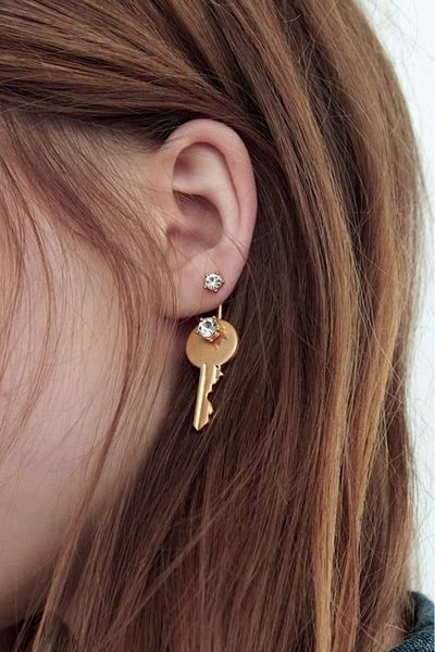 CHARMLUCKY Steel Key Earrings
