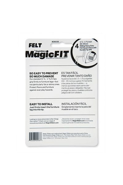 Magic Sliders Square Shape Rubber Felt Pad Set 1.25 - 1.37Inch