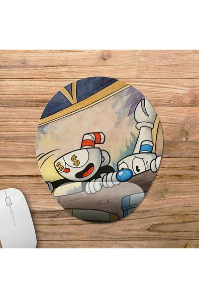 Pixxa نموذج لوحة ماوس مع دعم المعصم من Cuphead - 2 بيضاوي