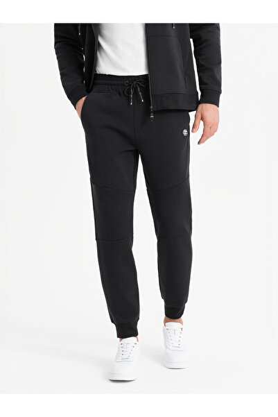 OMBRE Herren Jogginghose mit Rippbündchen und dekorativem Reißverschluss - schwarz V3 OM-PASK-0226 XL
