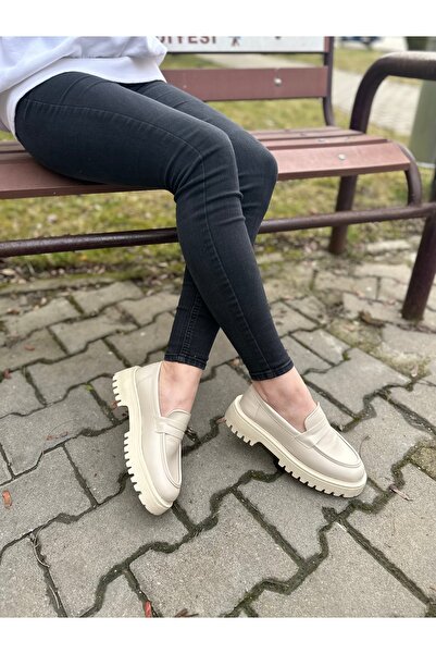 Bonjey Cream Oxford Laofer Shoes Buckle Daily Orthopedic Insoles