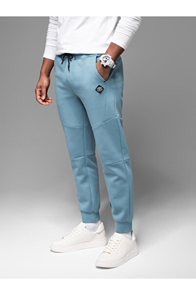 OMBRE Herren Jogginghose mit Rippbündchen und dekorativem Reißverschluss - hellblau V4 OM-PASK-0226 XXL