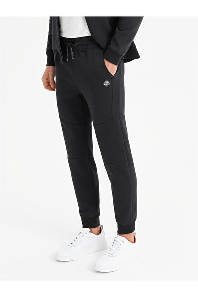 OMBRE Herren Jogginghose mit Rippbündchen und dekorativem Reißverschluss - schwarz V3 OM-PASK-0226 XL