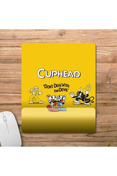 Pixxa نموذج لوحة ماوس مع دعم المعصم Cuphead - 1