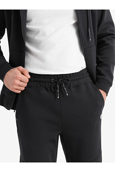 OMBRE Herren Jogginghose mit Rippbündchen und dekorativem Reißverschluss - schwarz V3 OM-PASK-0226 XL