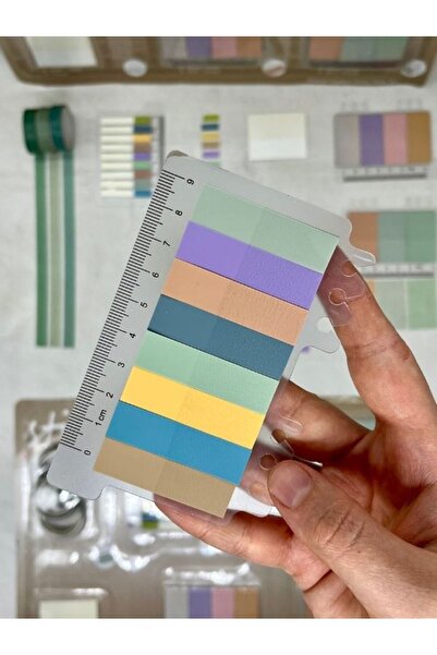Kağıt Gemi Dükkan Mixed Tones Ruled Coffee Green Blue Color Index Set Sticker/Index/Bookmark/Washi Tape
