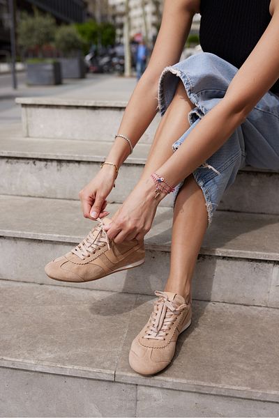 ANGELİNA JONES Anna Women Beige Suet Lace up Sneaker