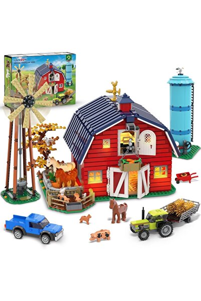 INSOON Çiftlik Evi LED Işıklı Yapım Oyuncağı, 1405 Parça Çiftlik Ahırı