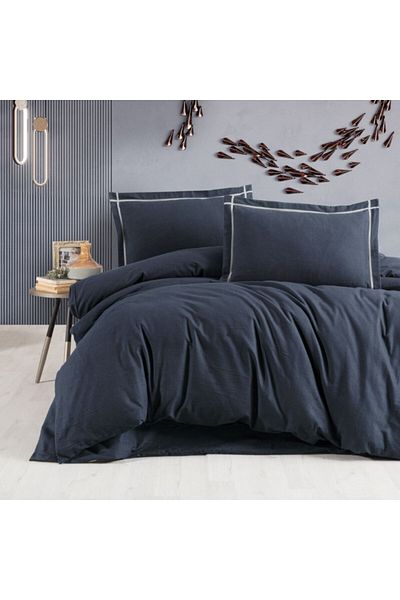 First Choice Lenjerie Flanel pat dublu bumbac 100%, Soprano Albastru (Denim)